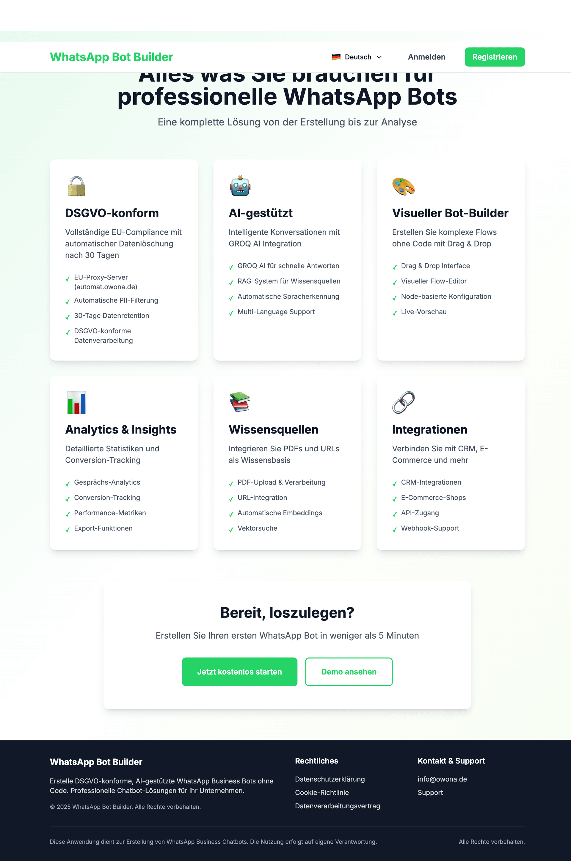Features Screenshot - WhatsApp Bot Builder Features