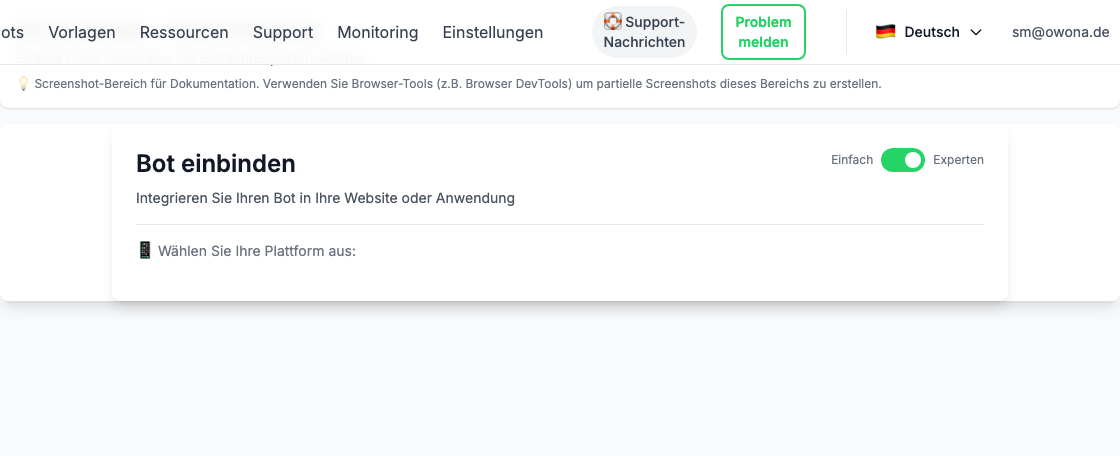 Bot einbinden - Code Generator