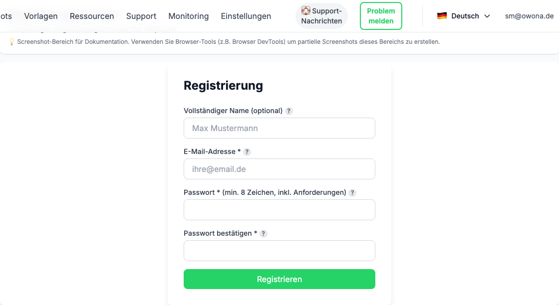 Registrierungsformular